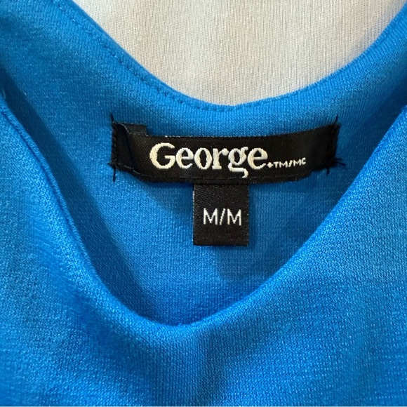 George Dress Blue Sheath Midi Office Cocktail Formal Women's Size M - Picture 9 of 10